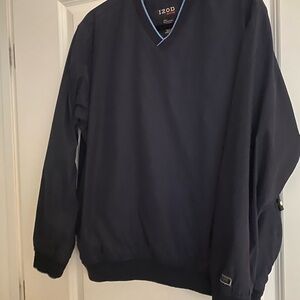 IZOD Men's Dark Blue V-Neck pullover windbreaker. Size Medium